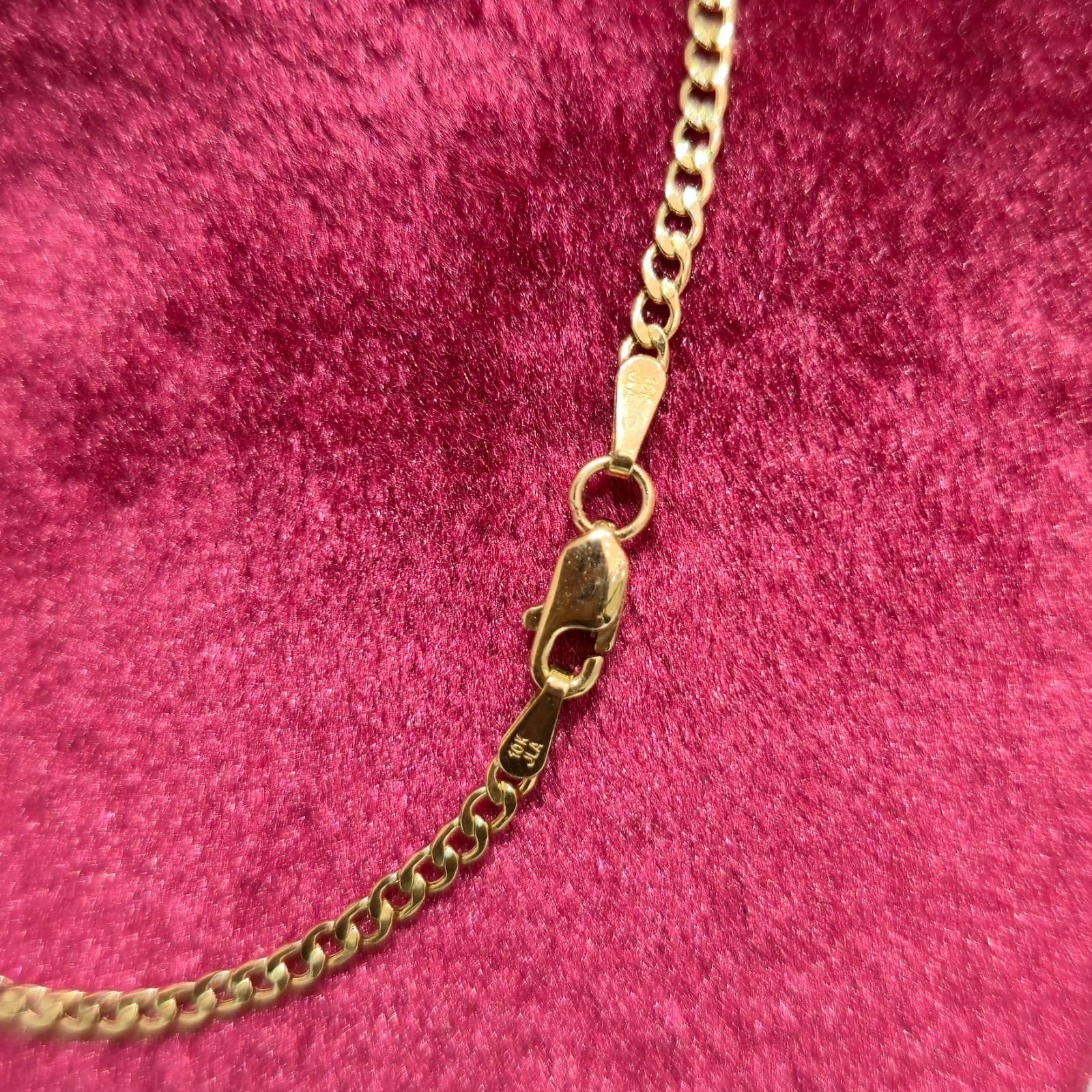 10K Yellow Gold 2mm Curb Cuban Chain Link Necklace 18"