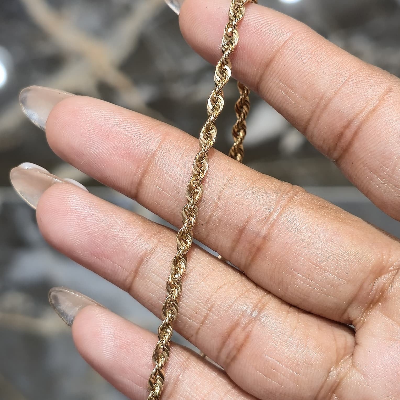 10K Yellow Gold Rope Bracelet 8.5" 3mm 1.94g Real Gold Diamond Cut Twist Link