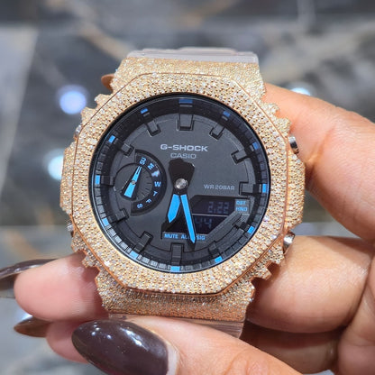 G-Shock GA2100-1A Black Dial Rose Diamond Watch, 5.0ct