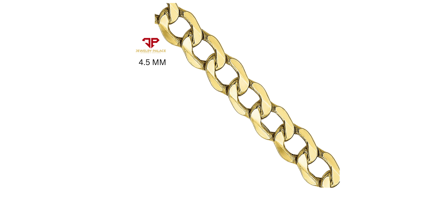 10K Yellow Gold Solid 2mm-6.5mm Curb Cuban Chain Link Necklace Bracelet 7"- 26"