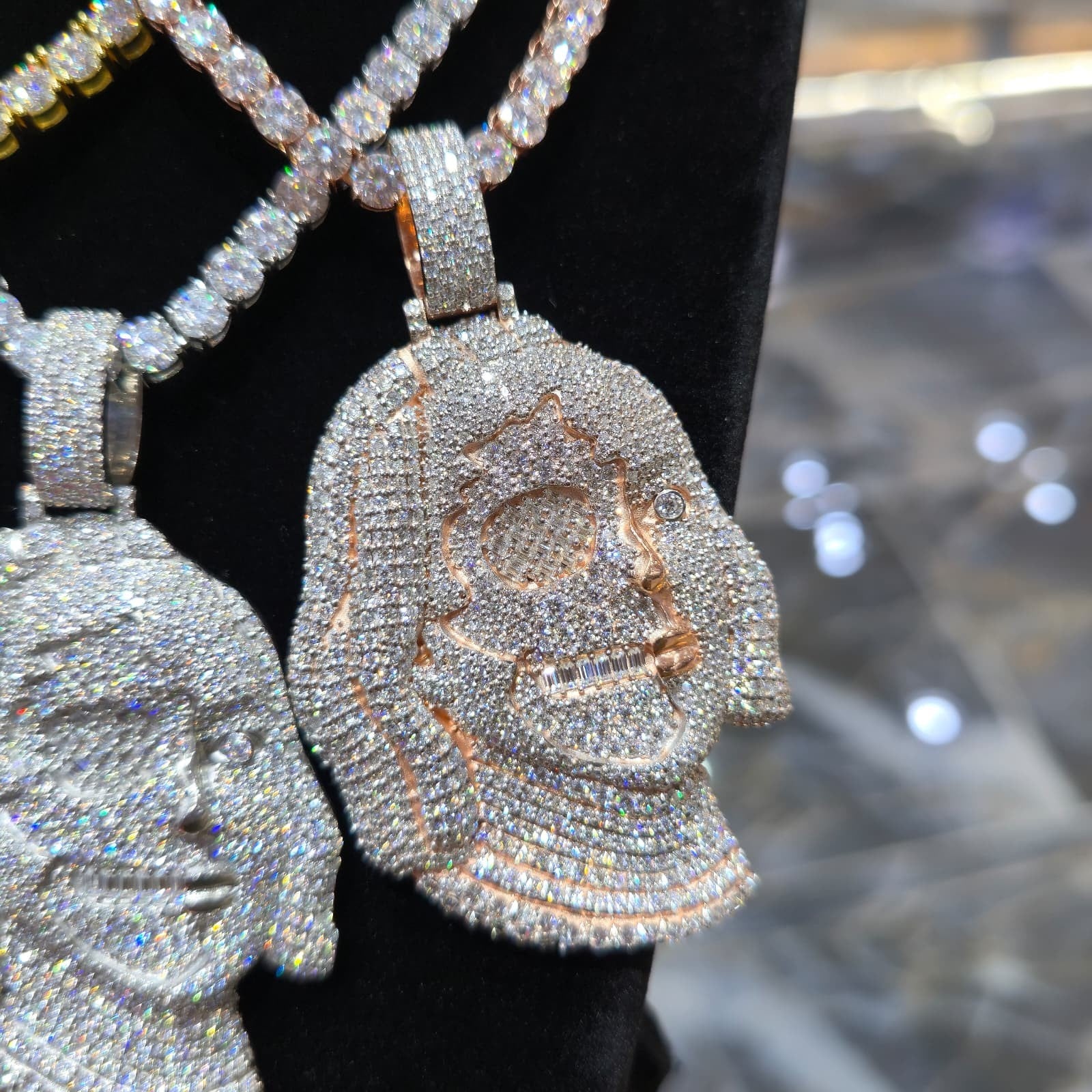 Benjamin Two Face Pendant VVS Moissanite 925 Silver Iced Hip Hop Tennis Necklace
