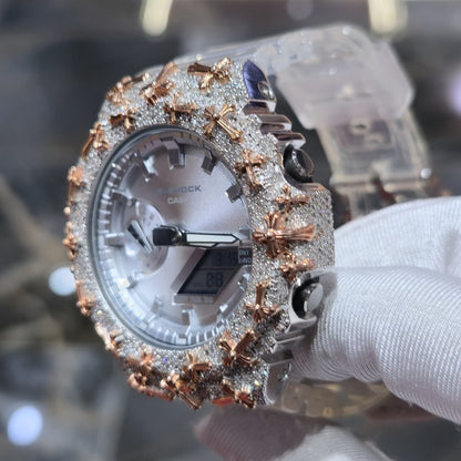 Authentic Diamond G-SHOCK DW6900TR Watch Cross Bezel | 5.00 CTW Natural Diamonds