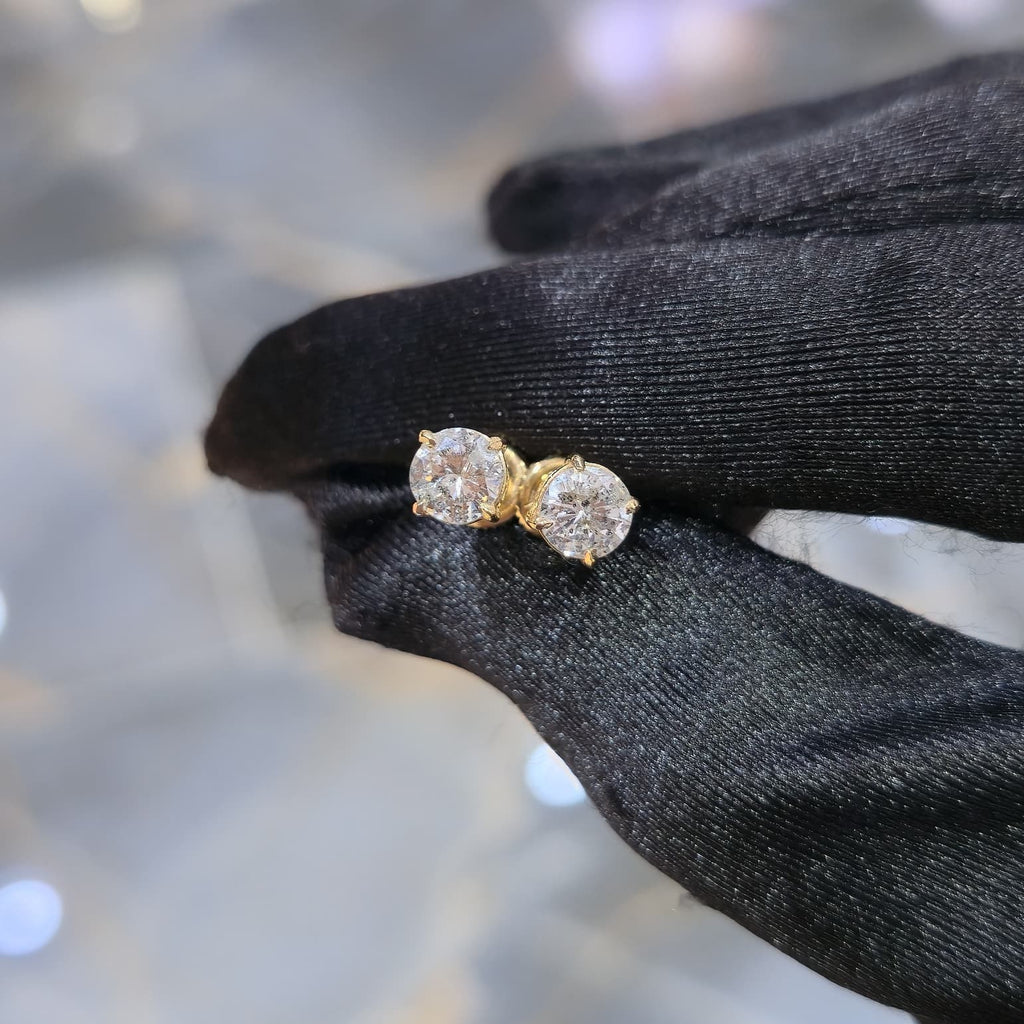 10K Gold Diamond Stud Earrings 1.50ctw Brilliant Round Cut 5mm Gifting Jewelry