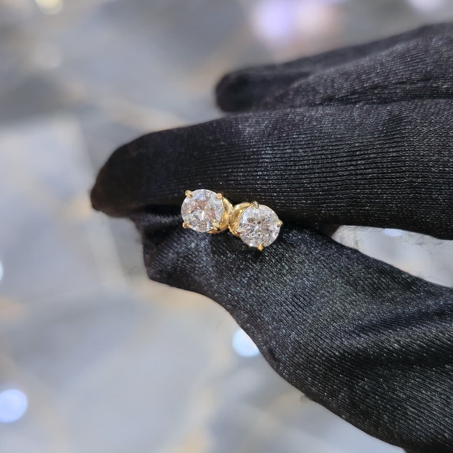 10K Gold Diamond Stud Earrings 1.50ctw Brilliant Round Cut 5mm Gifting Jewelry