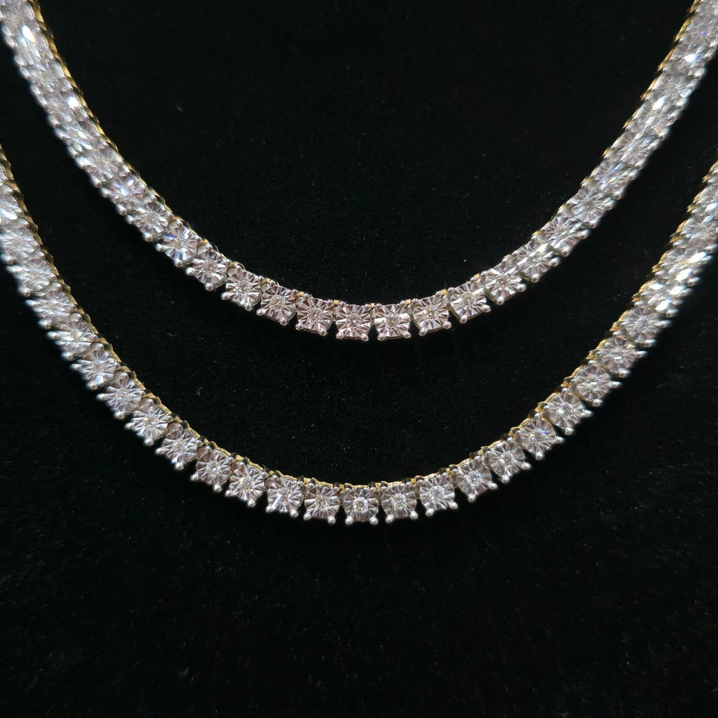 10K Yellow Gold Diamond Tennis Chain Necklace 3.3mm GH SI Men Women