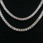 10K Yellow Gold Diamond Tennis Chain Necklace 3.3mm GH SI Men Women