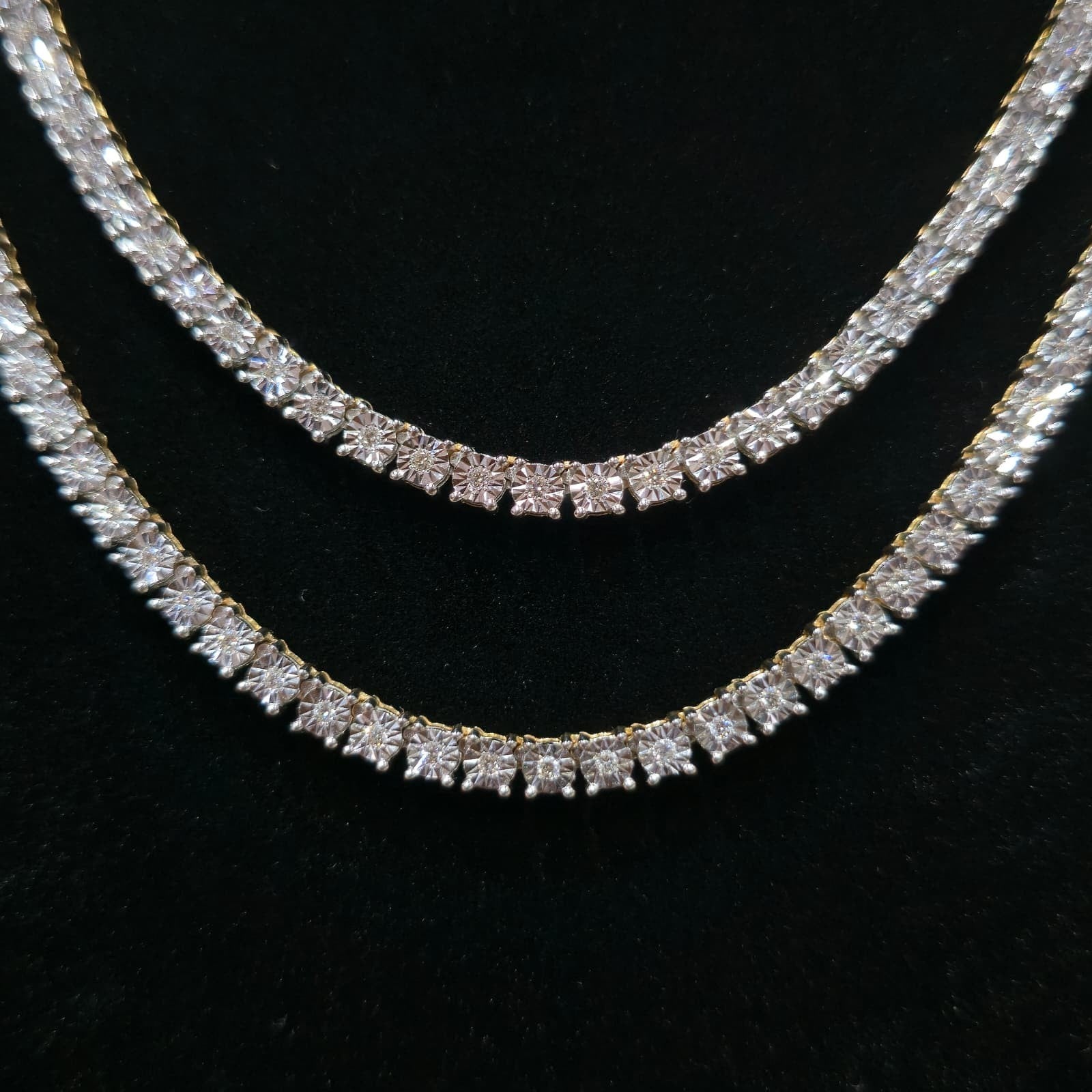 10K Yellow Gold Diamond Tennis Chain Necklace 3.3mm GH SI Men Women