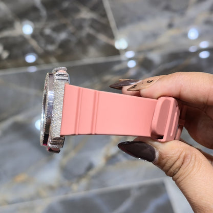 Casio G-Shock Shocking Pink S2100BA Iced Out Diamond Watch 5CT