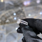 Silver Lab Grown Diamond Radiant Ring 1.50ct Center 3.00ctw Total