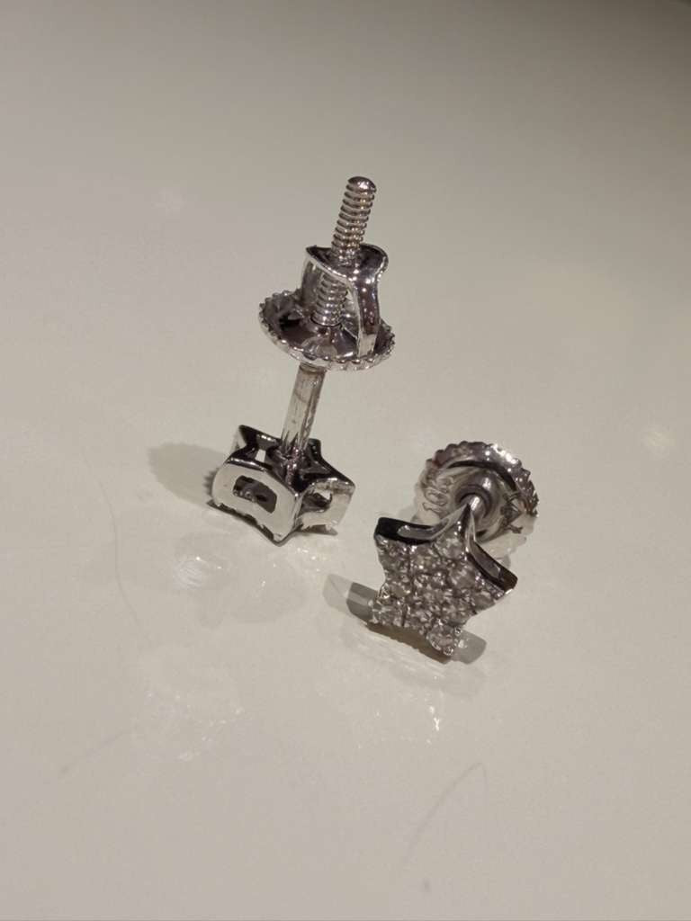 1/20 Ct Round Natural Diamond Star Stud Earrings in 10K Solid White Gold 5MM