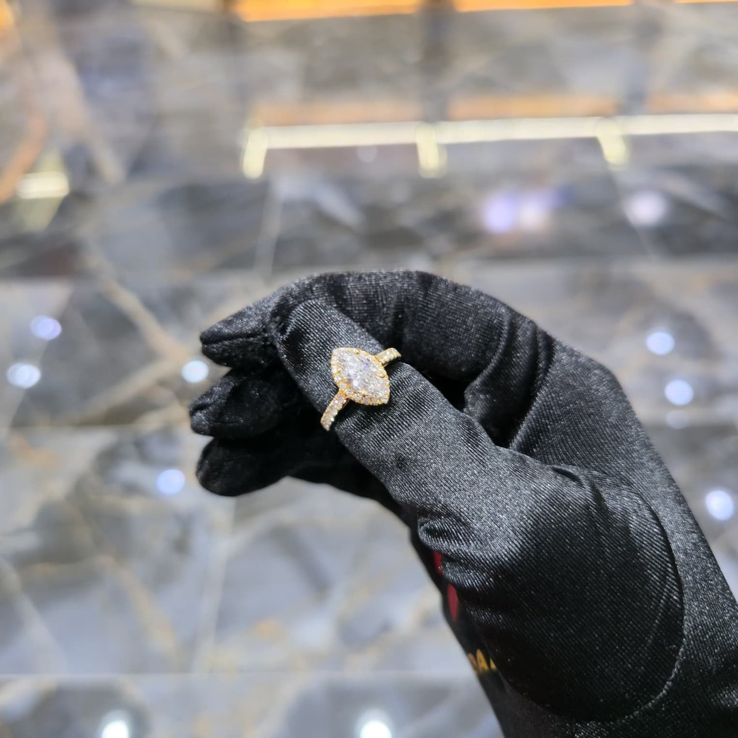 10KT Gold Lab Grown Diamond Marquise Ring 1.40ct Center 2.63ctw Total