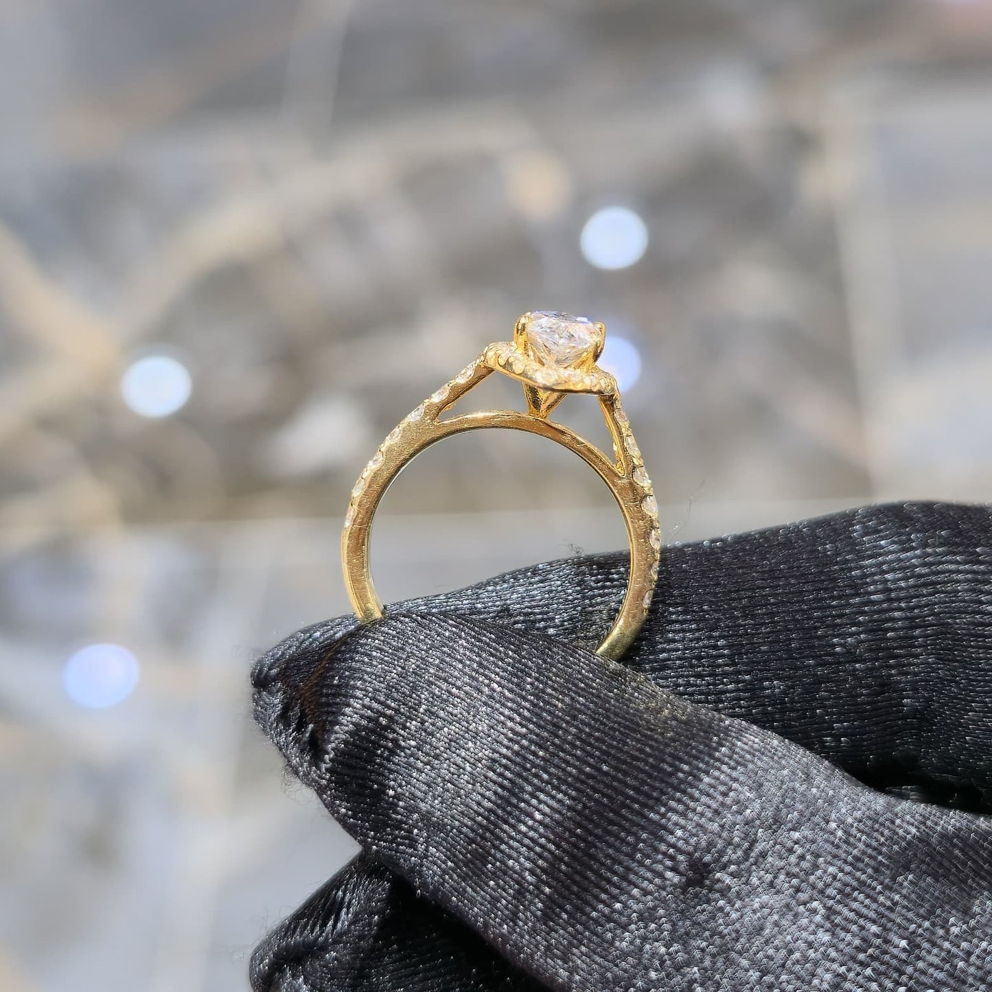 10KT Gold Lab Grown Diamond Marquise Ring 1.40ct Center 2.63ctw Total