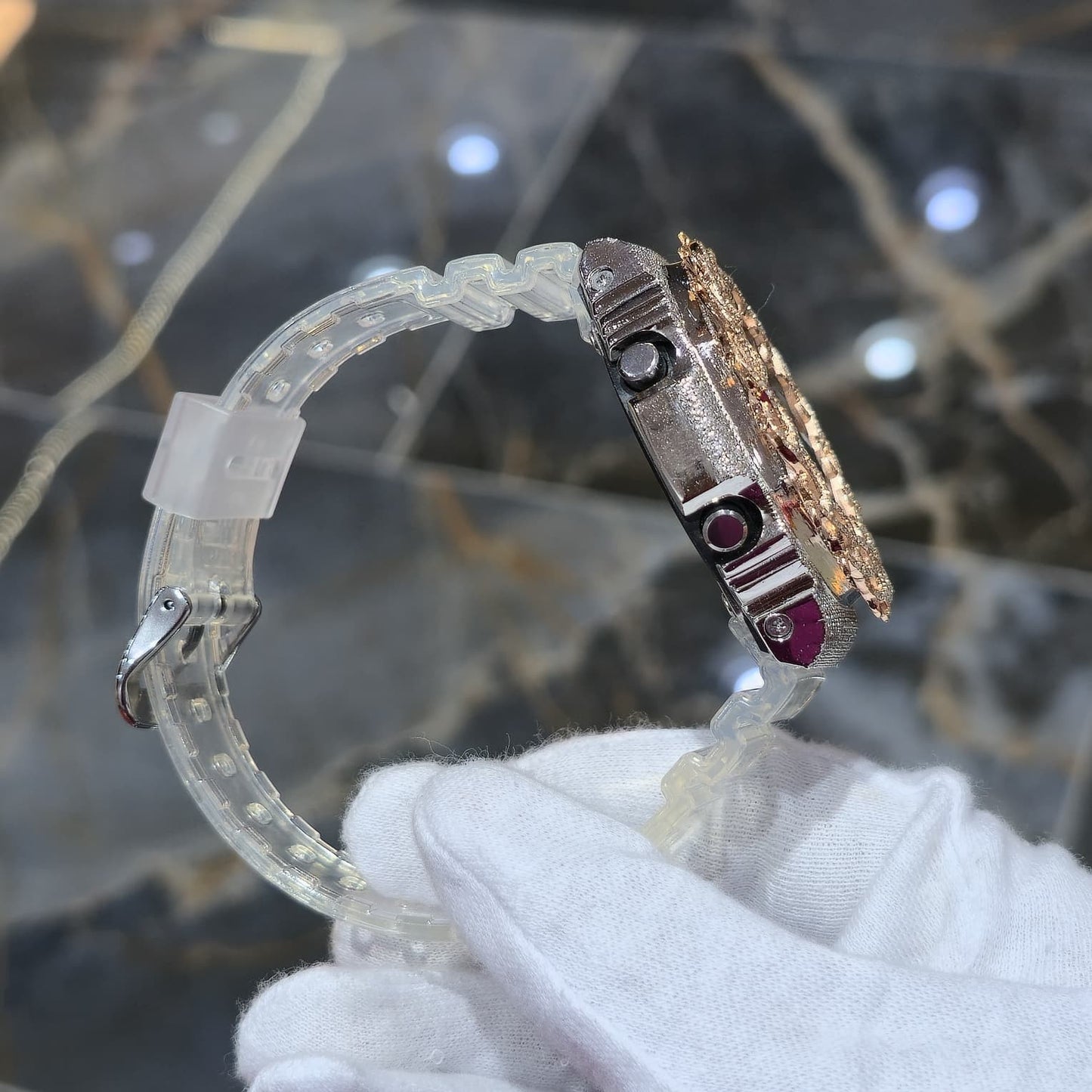 Authentic Casio G-Shock S2100  Iced Out Natural Diamond Watch 5CT | Silver Dial