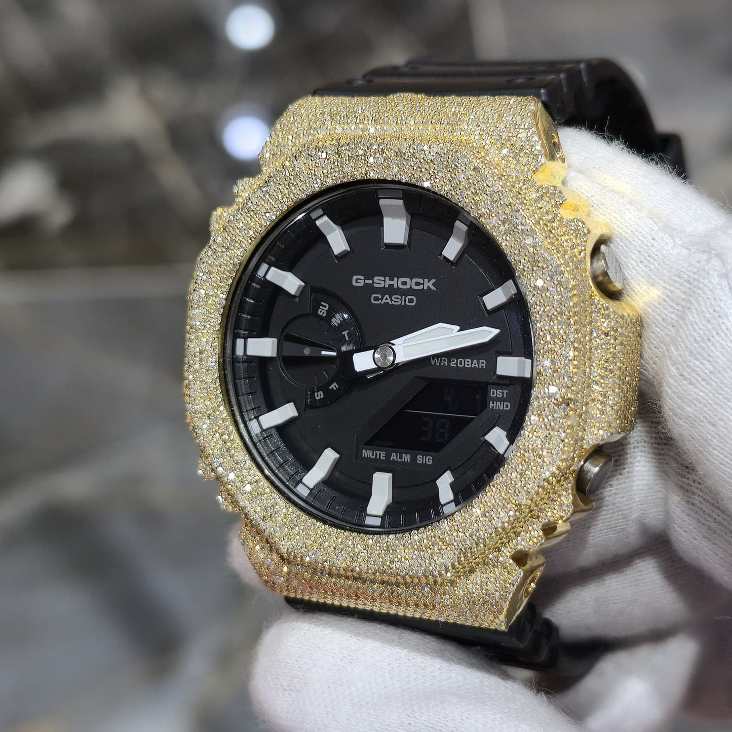 G-Shock GA2100-1A Black Dial Diamond Watch, 6.00ct