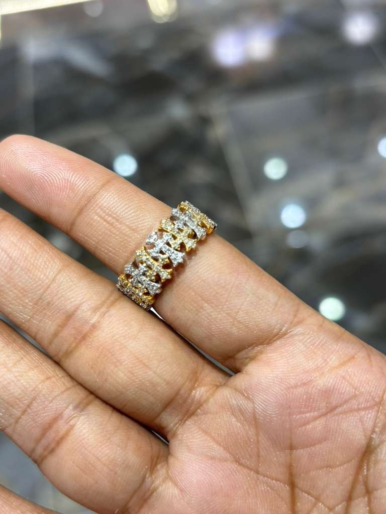 10K Yellow Gold Natural Diamond Cross Ring – 0.50 CTW Religious Band