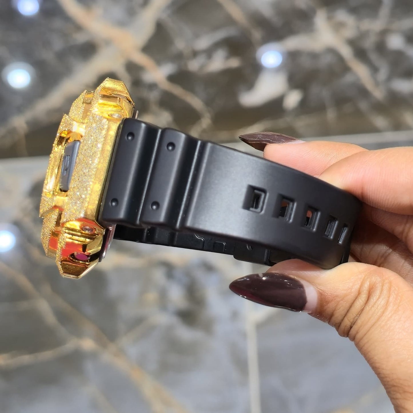 Casio G-Shock 6900 Yellow Iced Out Natural Diamond Watch 5CT