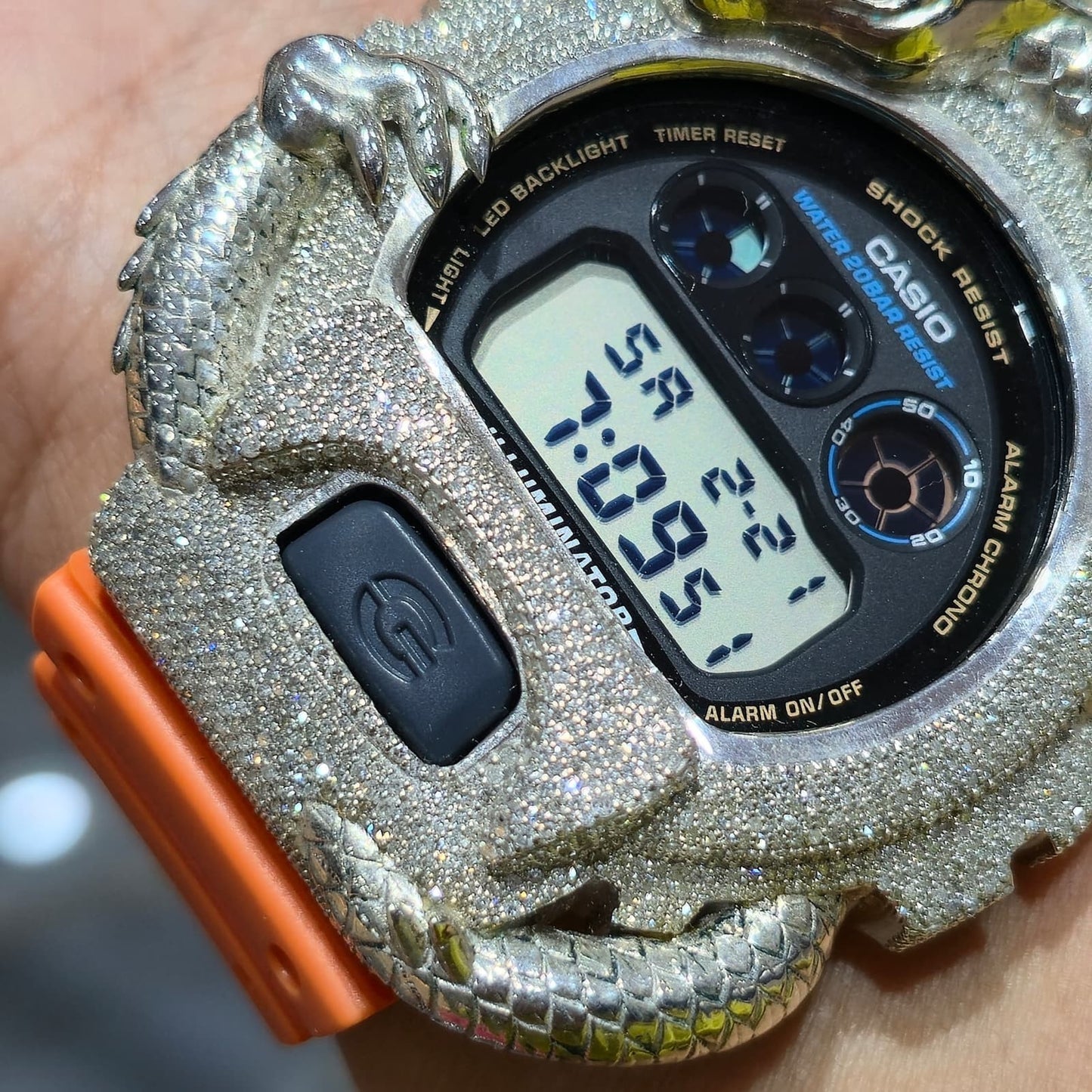Dragon Edition G-shock  Watch With Natural Diamond and Orange Strap