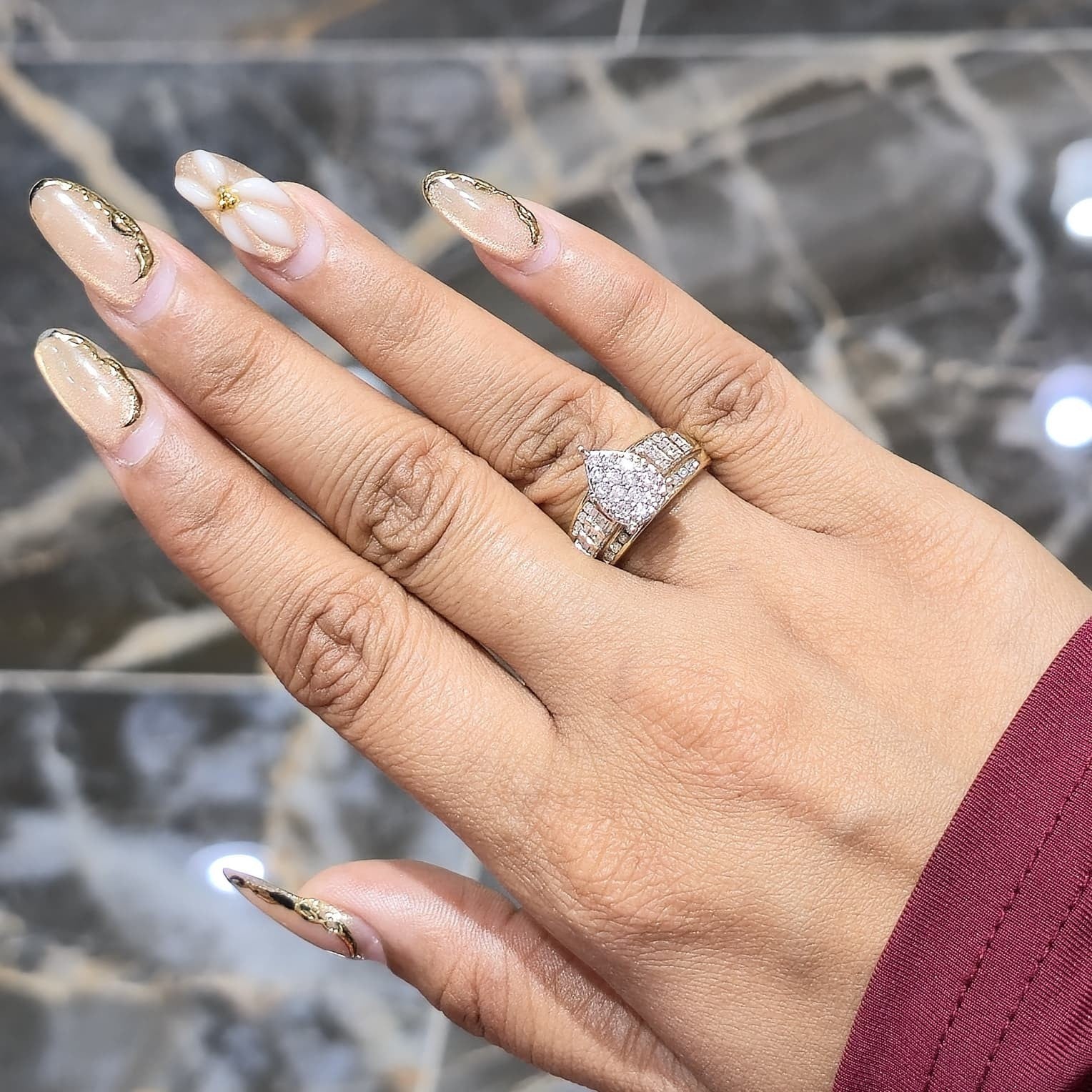 10K Gold Cinderella Pear Shape Wedding Engagement Ring 0.50 CTW Natural Diamonds