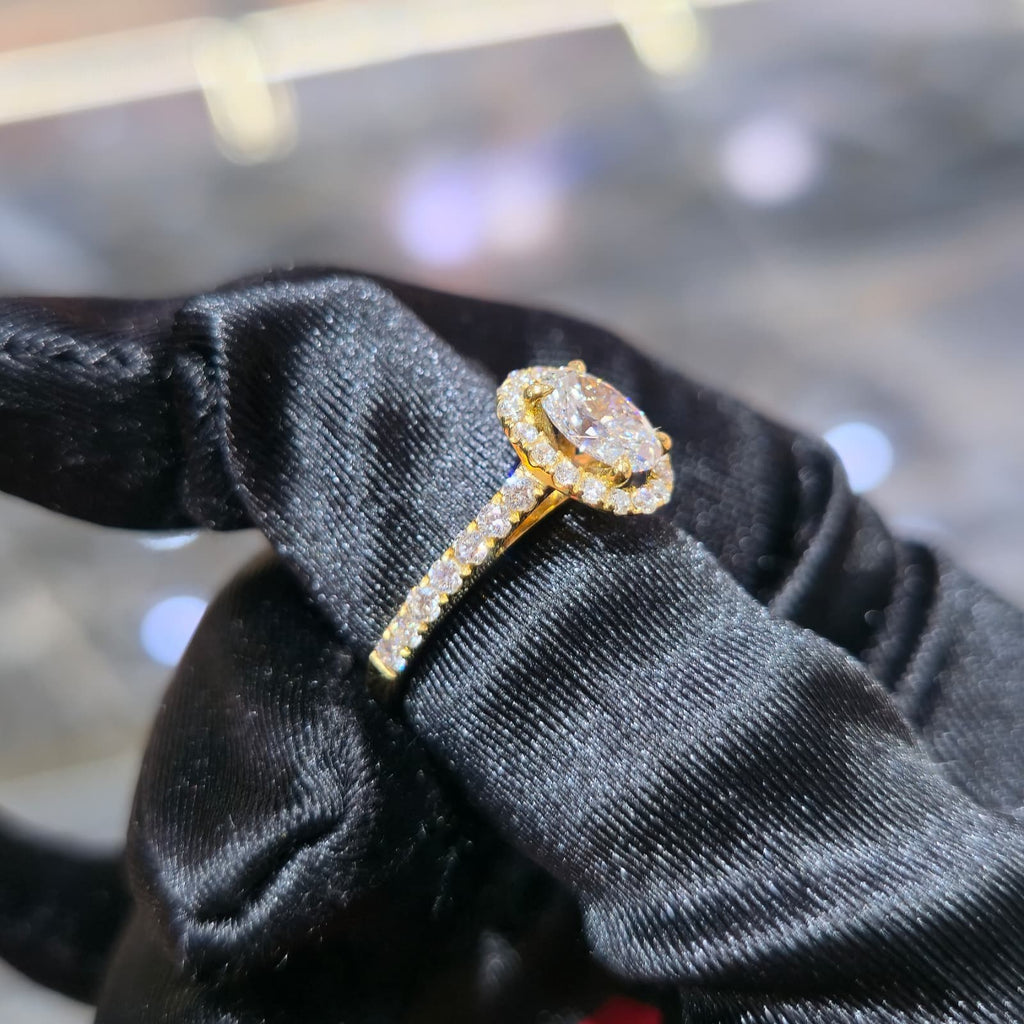 14K Yellow Gold Lab Grown Diamond Ring 1.00 ct Center Women Fine Jewellery