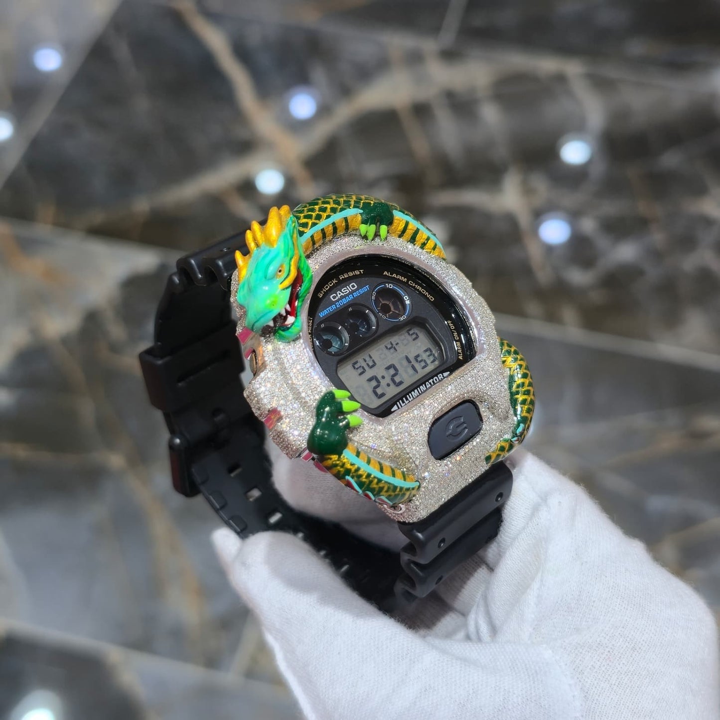 Casio G-Shock (Black) 6900 Iced Out Diamond Watch 5 CTW