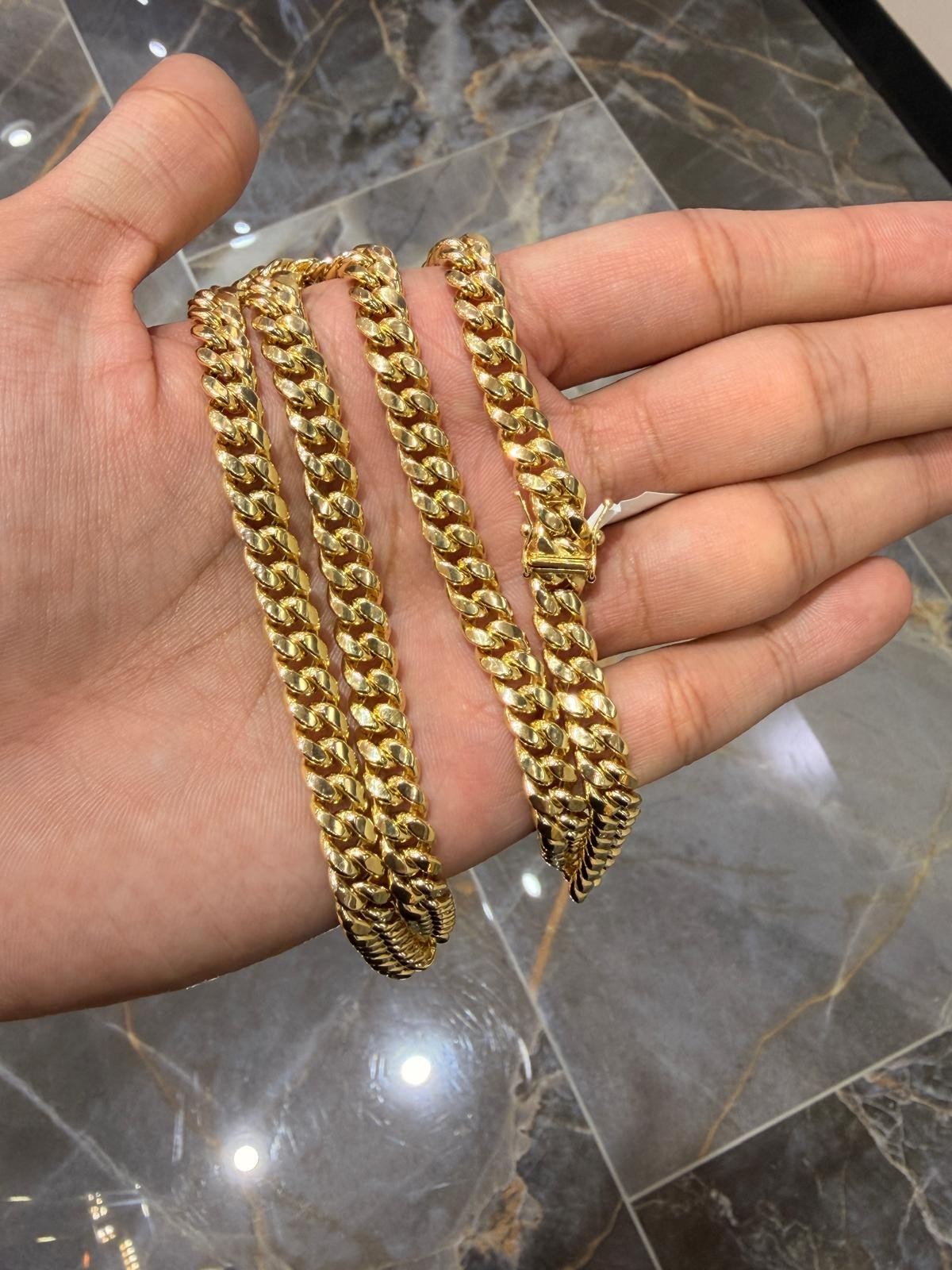 10K Yellow Gold 8mm Miami Cuban Link Necklace Chain or Bracelet, 20"-26"