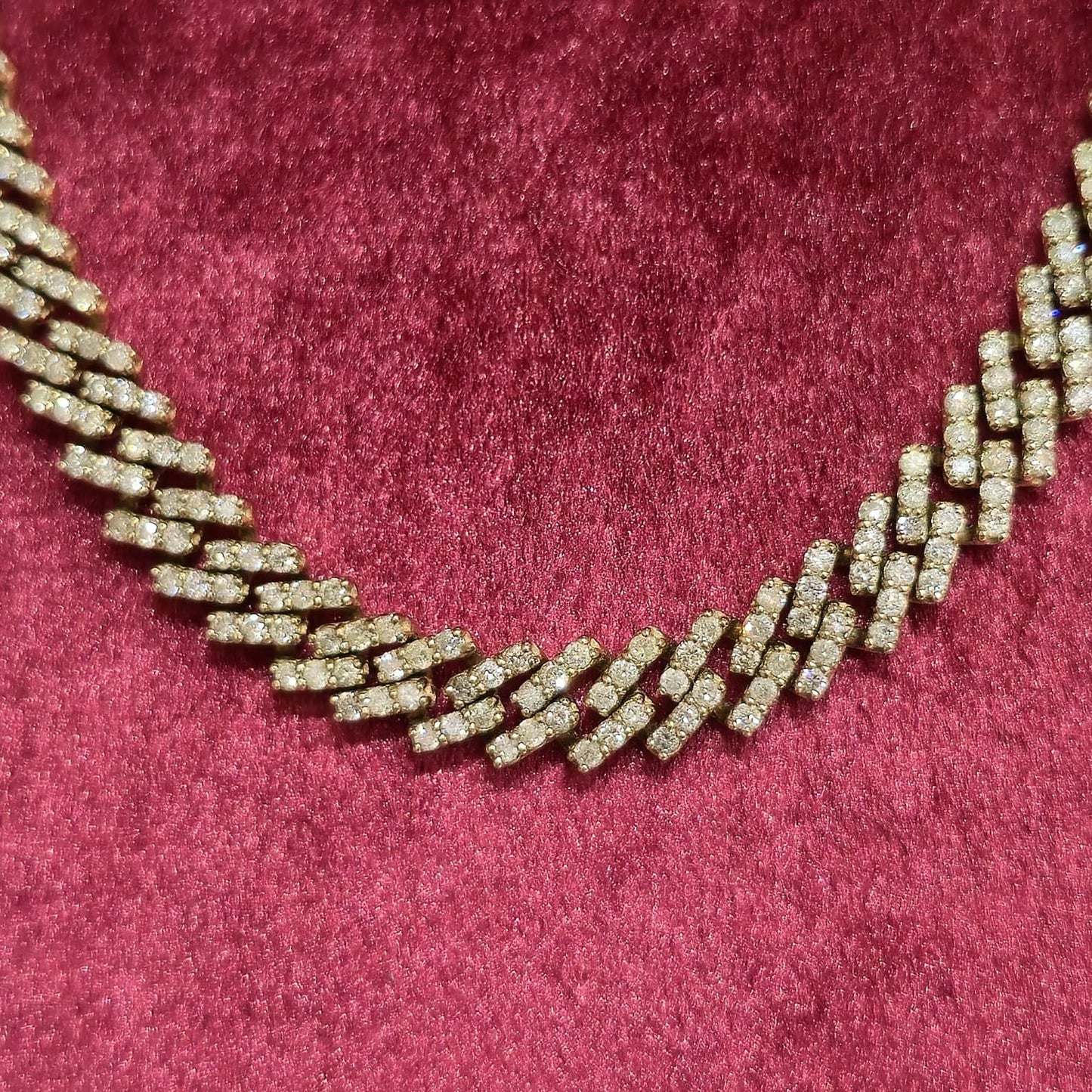 10K White Gold 6MM Diamond Miami Cuban Choker Prong Chain 19" Necklace 12 CT APX