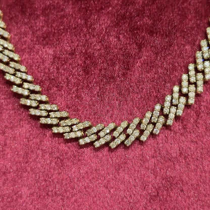 10K White Gold 6MM Diamond Miami Cuban Choker Prong Chain 19" Necklace 12 CT APX