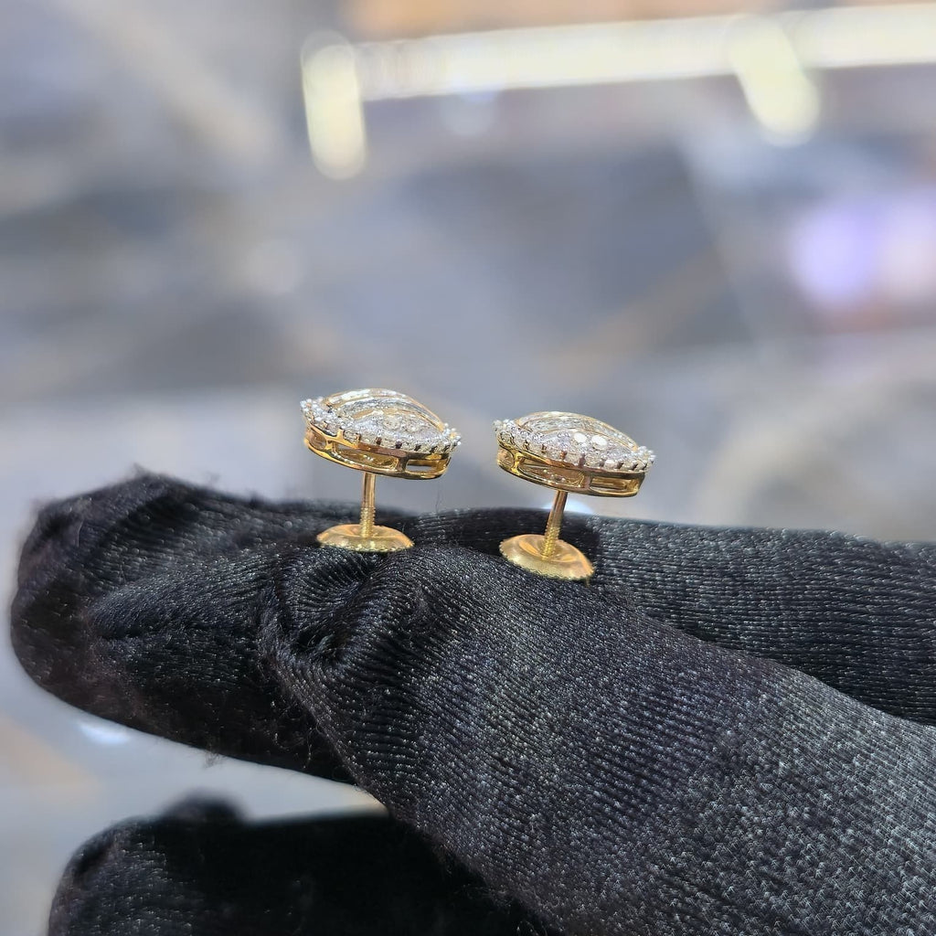 Diamond Earring Studs 10KT Gold 0.62 CTW Natural Baguette Round