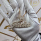 Custom Design Real Diamond Two Layer Cursive Nameplate Pendant Gold   2.5"