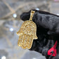 10K Yellow Gold Diamond Hamsa Hand Pendant 4.50ctw GH SI 12.97 grams 2 inches