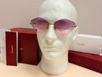 Cartier Panthere Rimless Sunglasses Purple/Pink Gradient Lens Authentic Full Set