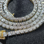 10K Yellow Gold Diamond Tennis Chain Necklace 3.3mm GH SI Men Women