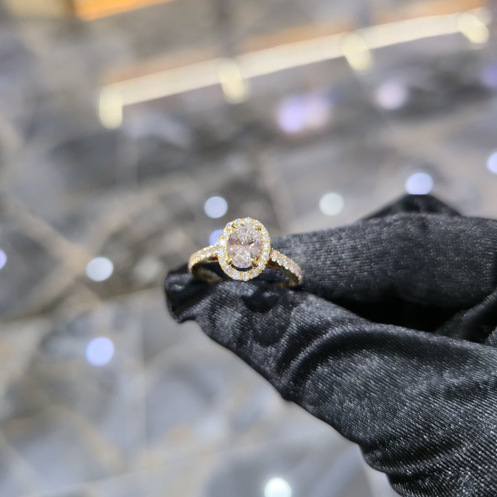 14K Yellow Gold Lab Grown Diamond Ring 1.00 ct Center Women Fine Jewellery