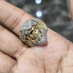 10K Yellow Gold Natural Diamond Jesus Head Ring 1.05 CTW Religious Men's Ring