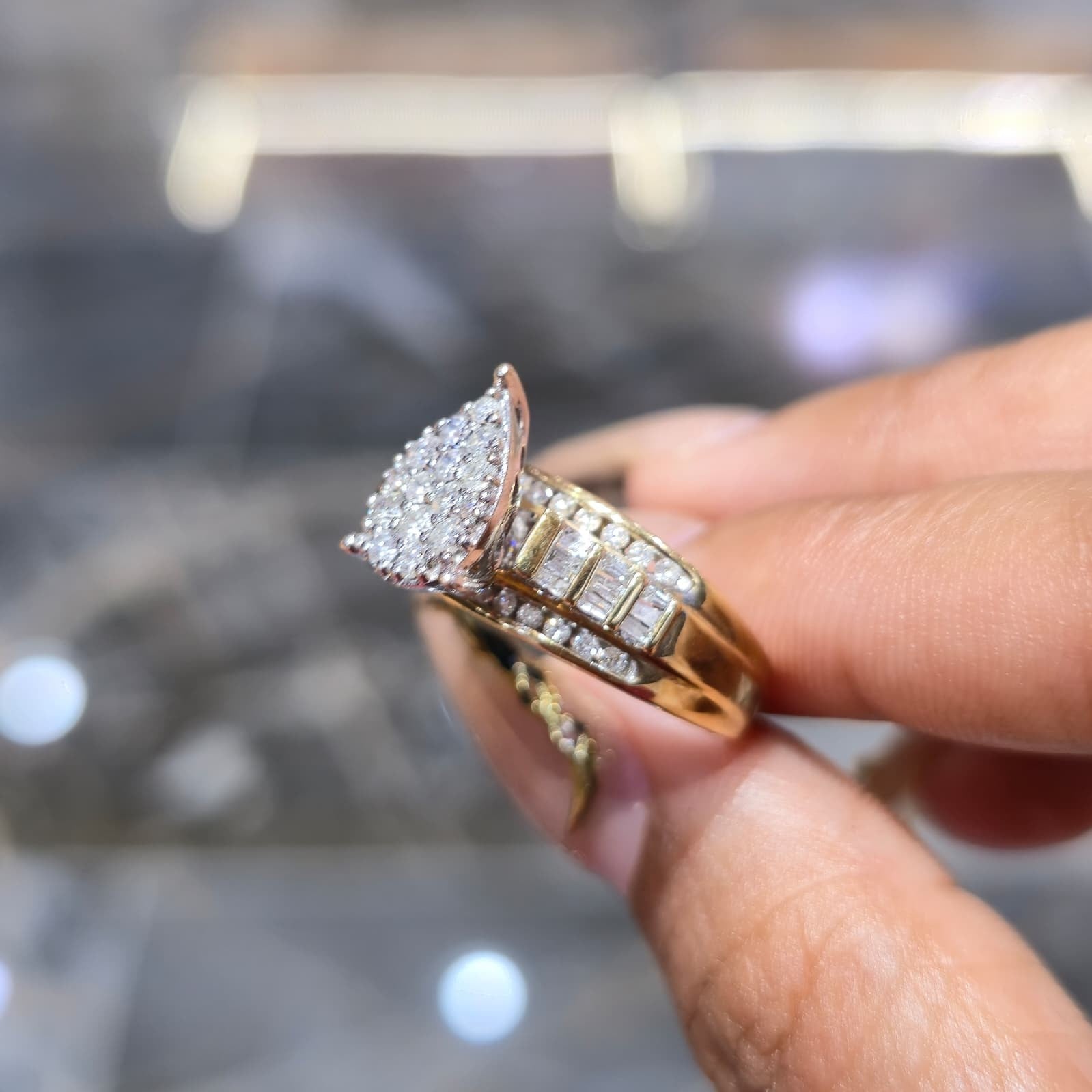 10K Gold Cinderella Pear Shape Wedding Engagement Ring 0.50 CTW Natural Diamonds