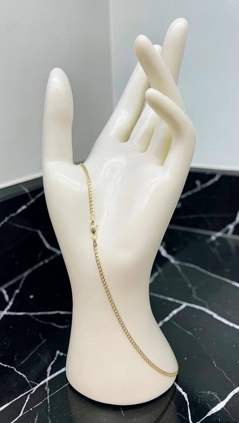 10K Yellow Gold Curb Cuban Necklace Bracelet Chain Real Gold 2mm-8mm 7"-30"