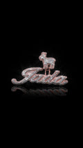 Custom Design Real Diamond Two Layer Cursive Nameplate Pendant Gold   2.5"