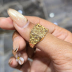 Mens Large Nugget Square Ring Real Solid 10K Yellow Gold ALL SIZES