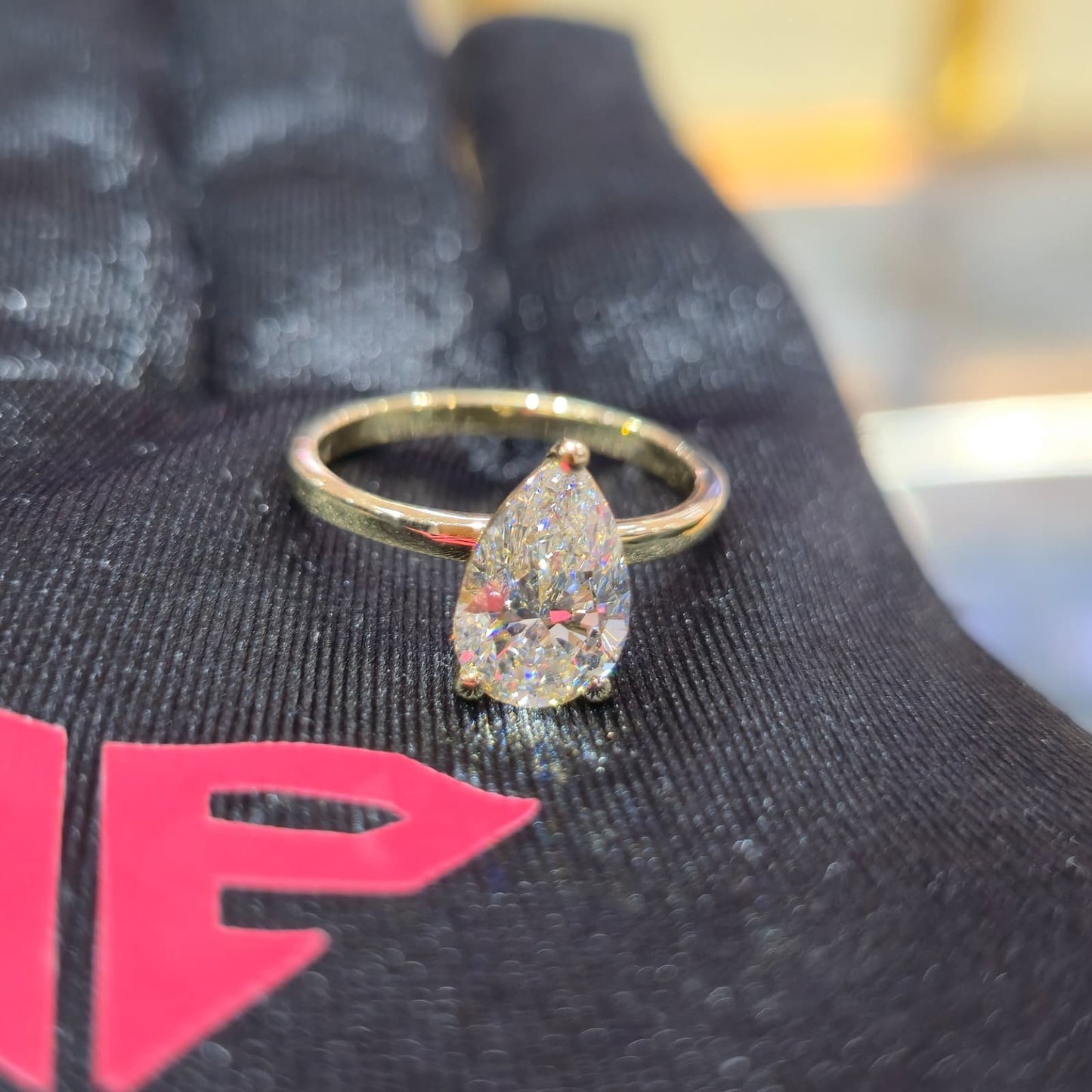 14K Gold 2.01ctw Lab Grown Diamond Pear Cut Ring F VS2 Solitaire Jewelry Palace