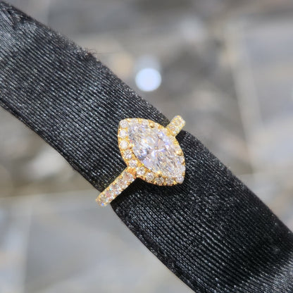 10KT Gold Lab Grown Diamond Marquise Ring 1.40ct Center 2.63ctw Total