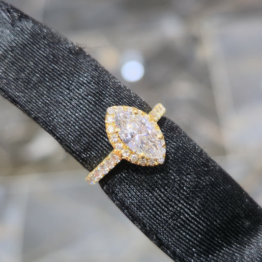 10KT Gold Lab Grown Diamond Marquise Ring 1.40ct Center 2.63ctw Total