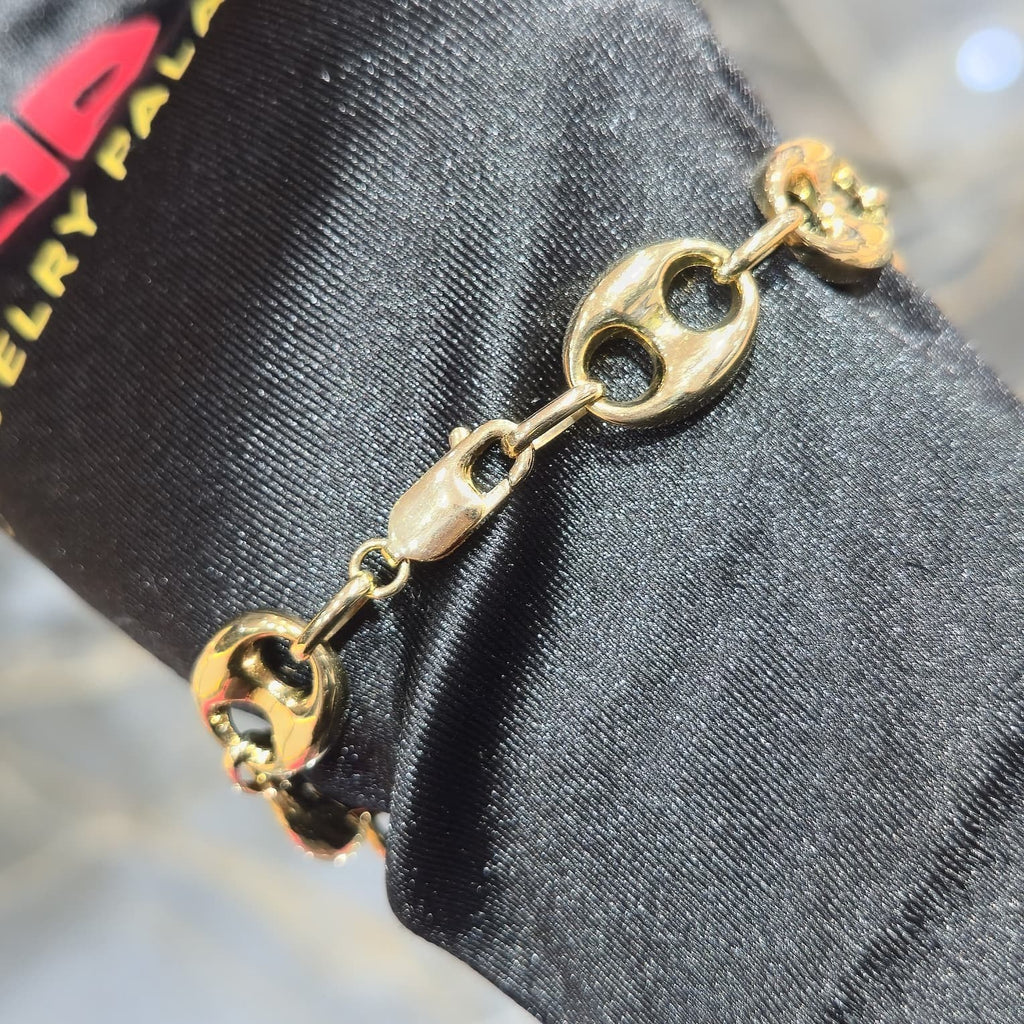 10KT Gold Puff Link Bracelet 12mm 7.5 Inch Solid Yellow Gold Women Men