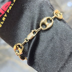 10KT Gold Puff Link Bracelet 12mm 7.5 Inch Solid Yellow Gold Women Men