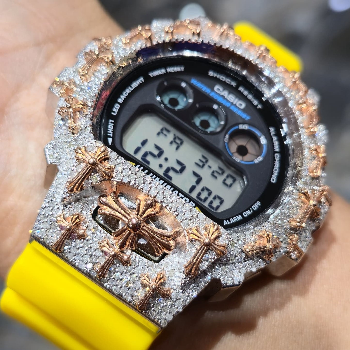 Authentic Diamond G-SHOCK DW6900TR Watch Cross Bezel | 5.00 CTW Natural Diamonds