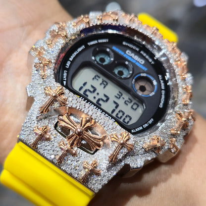 Authentic Diamond G-SHOCK DW6900TR Watch Cross Bezel | 5.00 CTW Natural Diamonds