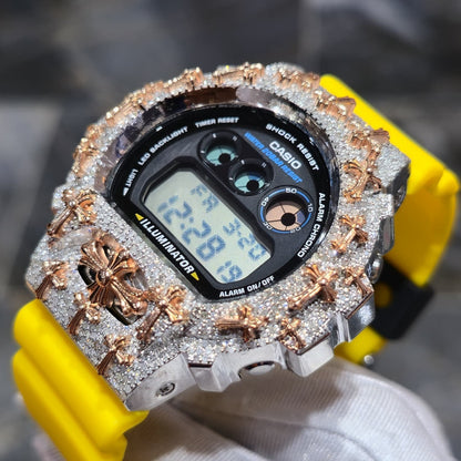 Authentic Diamond G-SHOCK DW6900TR Watch Cross Bezel | 5.00 CTW Natural Diamonds