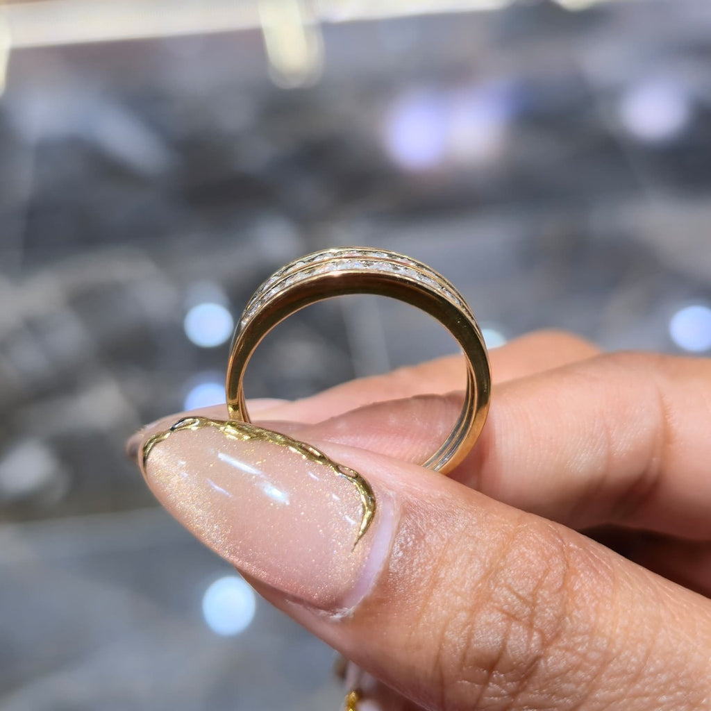 Mens Wedding Band 10K Yellow Gold Double Row 1.00CTW Round Cut Diamond DEAL!!!