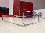 Men's Cartier Signature C 3.00ct Natural Diamond Woods & Lenses Sunglasses