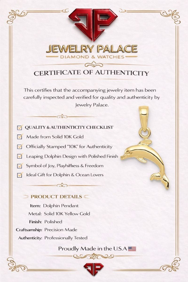 10k Yellow Gold Dolphin Pendant