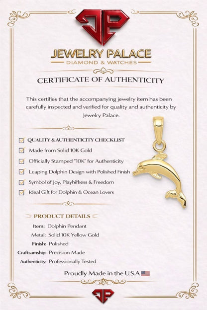 10k Yellow Gold Dolphin Pendant